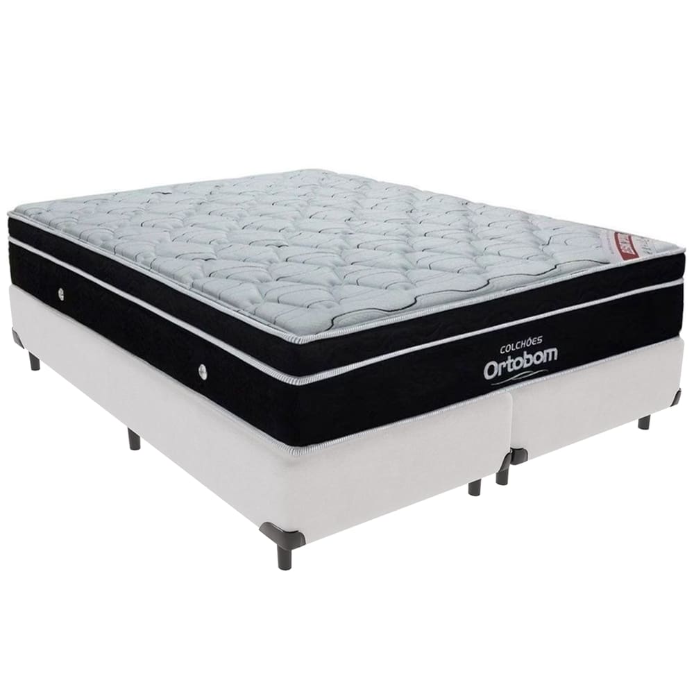 Cama Box Branco e Colchão Elegant Molas Ensacadas King Ortobom