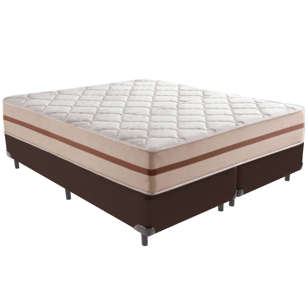 Cama Box Marrom e Colchão Classic 26 cm Molas ensacadas King Anjos