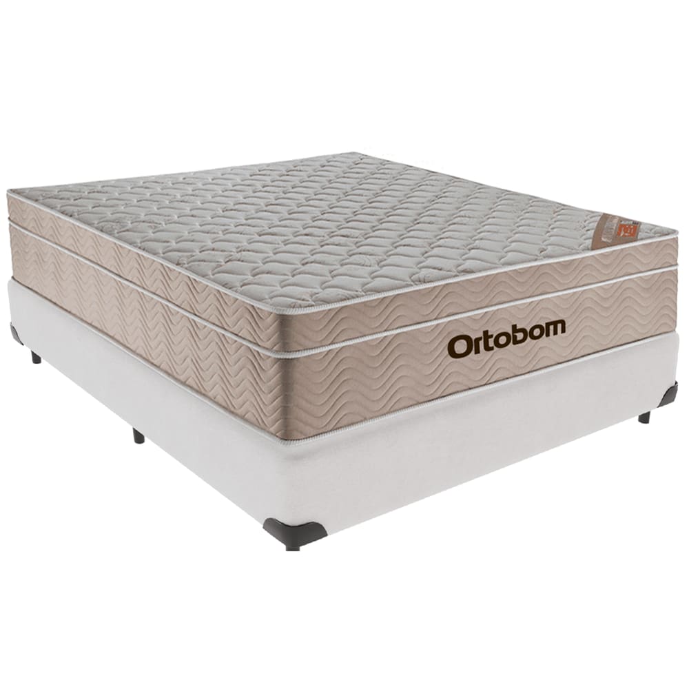 Cama Box Branco e Colchão Airtech Molas Ensacadas Casal Ortobom