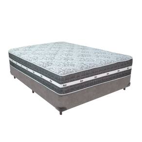 Cama Box Cinza e Colchão Black Graphite Molas Ensacadas Casal 138x188X27 Anjos