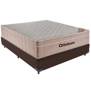 Cama Box Marrom e Colchão Airtech Molas Ensacadas Casal Ortobom