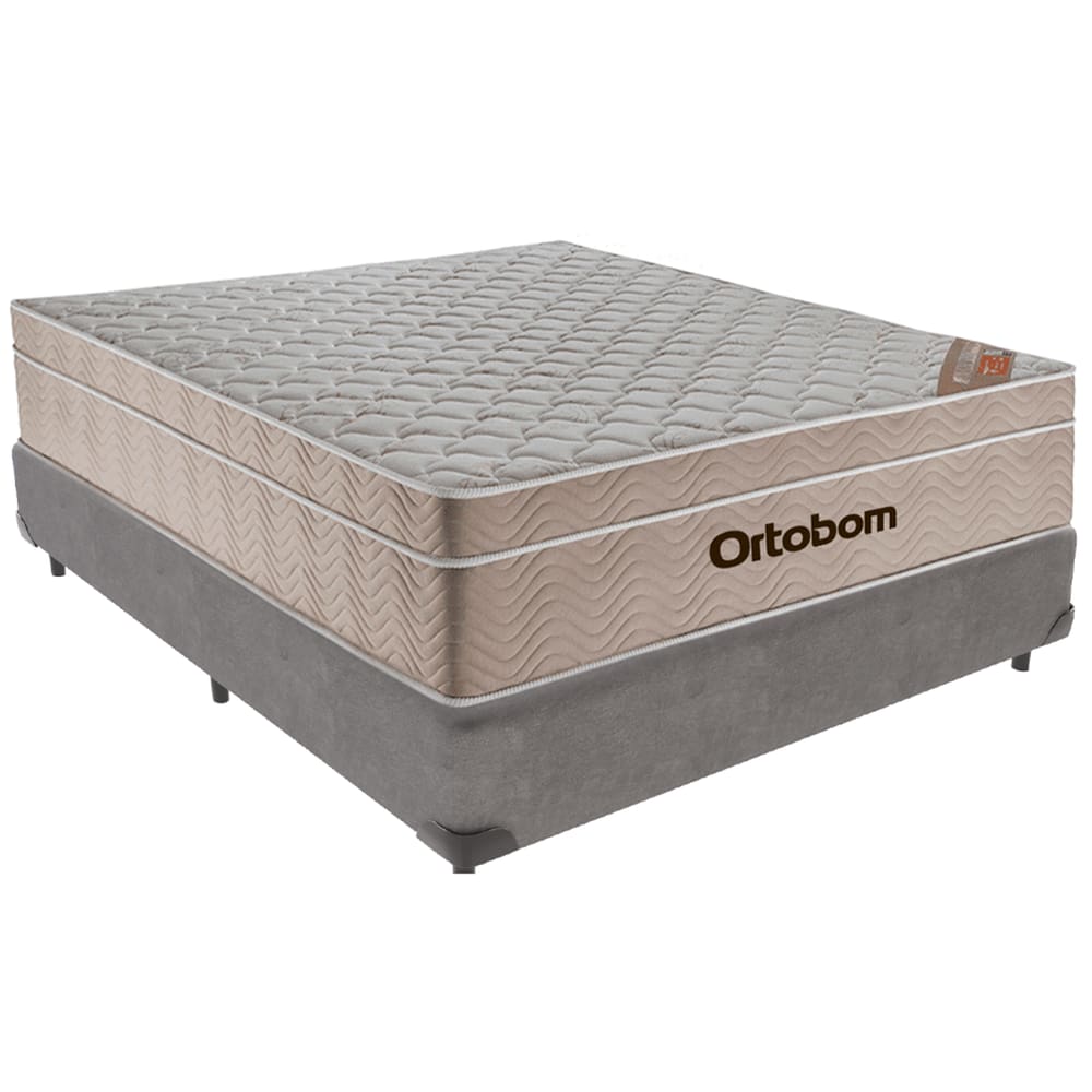 Cama Box Cinza e Colchão Airtech  Molas Ensacadas Viúvo Ortobom