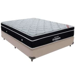Cama Box Bege e Colchão Elegant Molas Ensacadas Casal Ortobom