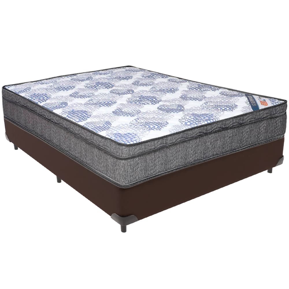 Cama Box Marrom e Colchão ISO Molas Ensacadas Viúvo Ortobom