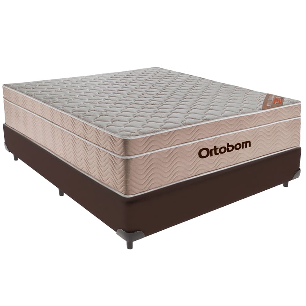 Cama Box Marrom e Colchão Airtech Molas Ensacadas Viúvo Ortobom