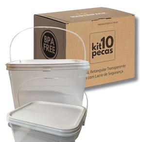 Balde Guardar Ração De Gato Transparente 2.4L-Kit 10 Pçs
