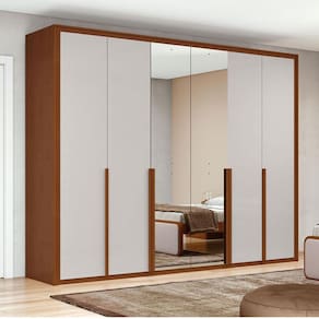 Guarda Roupa Casal Ambiente Imperatore 3 Portas Frassino Off White com Espelho - Lopas