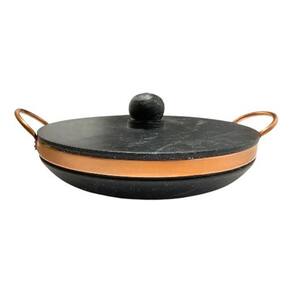 Frigideira Paella de Pedra Sabão 28 Cm Com Tampa