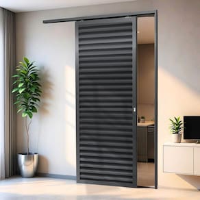 Porta de Correr Suspensa 210cm X 70cm Veneziana Esq L.25 Brimak Cinza