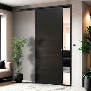 Porta de Correr Suspensa 210cm X 80cm Lambril Esq L.25 Brimak Preto