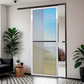Porta de Correr Suspensa 210cm X 70cm Vidrao Esq L.25 Brimak Mix Preto