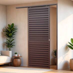 Porta de Correr Suspensa 210cm X 70cm Veneziana Dir L.25 Corten