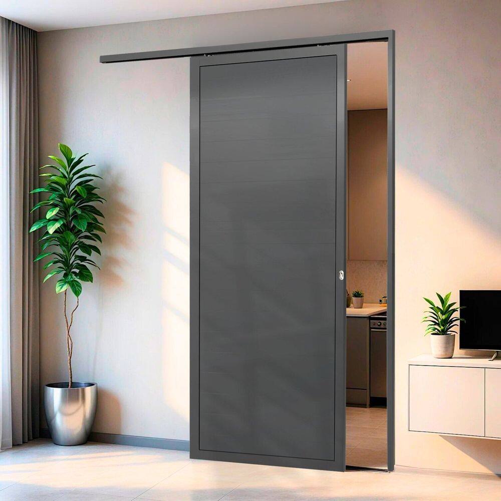 Porta de Correr Suspensa 210cm X 70cm Lambril Dir L.25 Brimak Cinza
