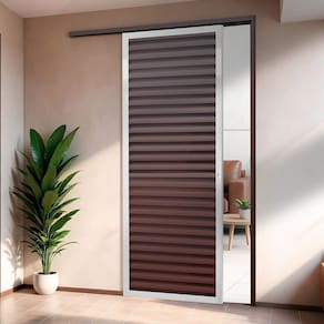 Porta de Correr Suspensa 210cm X 70cm Veneziana Esq L.25 Brimak Mix Corten