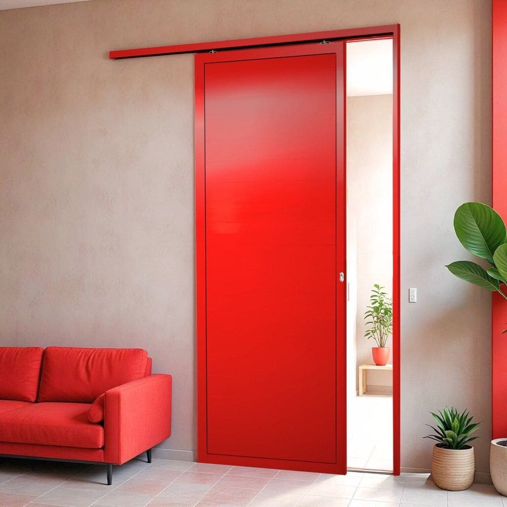 Porta de Correr Suspensa 210cm X 70cm Lambril Esq L.25 Brimak Vermelho