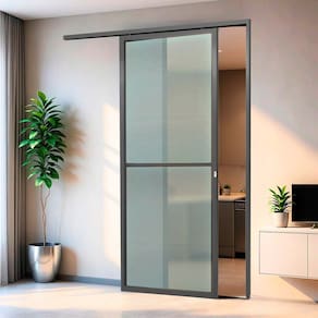 Porta de Correr Suspensa 210x90cm Vidrao Esq L.25 Cinza