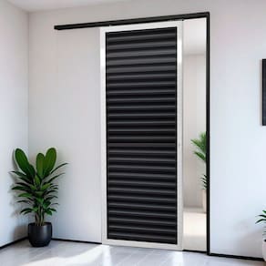 Porta de Correr Suspensa 210x100cm Veneziana Dir L.25 Mix Preto