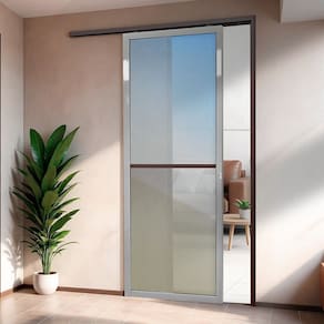 Porta de Correr Suspensa 210x100cm Vidrao Esq L.25 Mix Corten