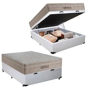 Cama Box Baú Casal Sintético Cremil + Colchão Molas Ensacadas AirPrime 138x188x65cm