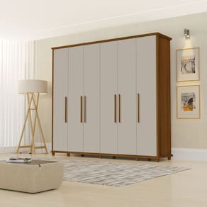 Guarda-roupa Casal 6 Portas e 6 Gavetas Pratic Nogueira/Gianduia