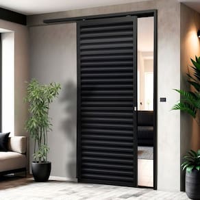 Porta de Correr Suspensa 210cm X 80cm Veneziana Esq L.25 Brimak Preto