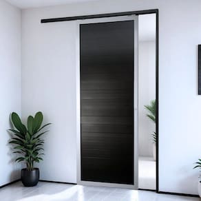 Porta de Correr Suspensa 210cm X 70cm Lambril Dir L.25 Brimak Mix Preto