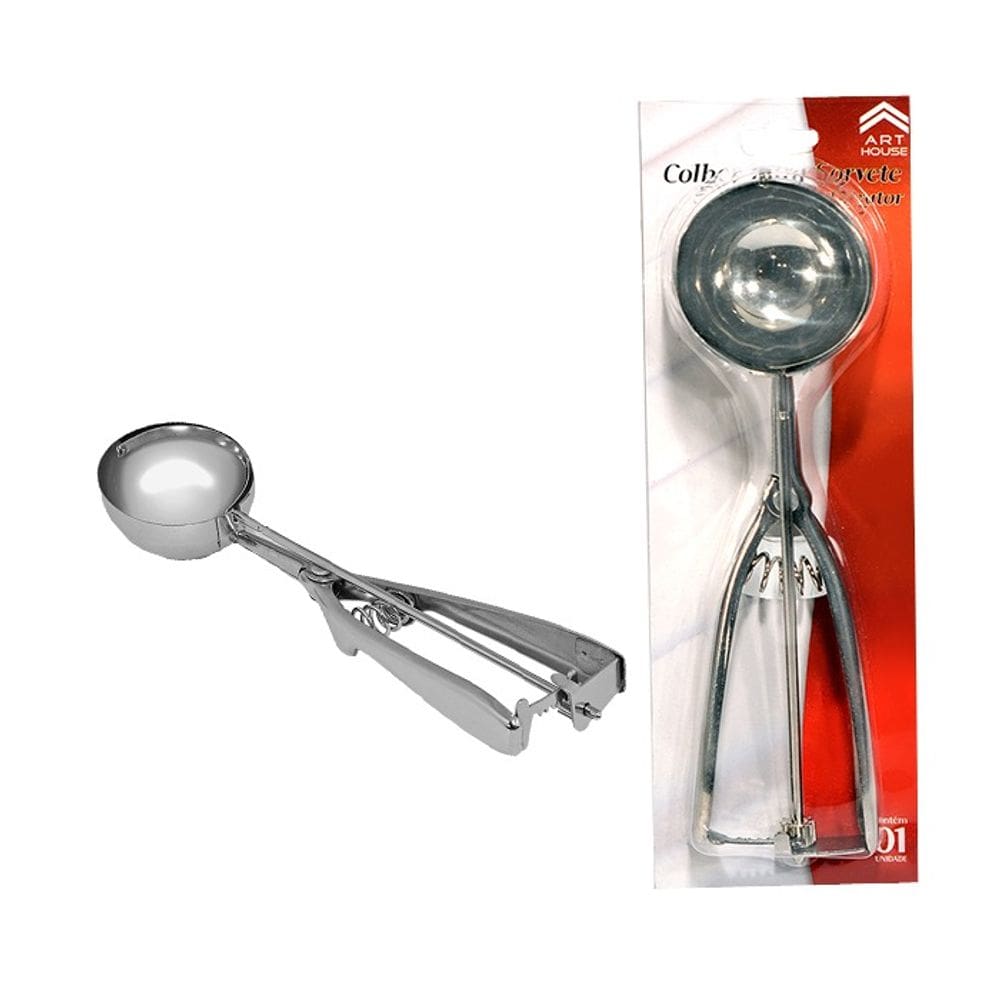 Colher Profissional Sorvete Aço Inox Com Extrator De Bolas