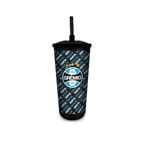 Copo Plástico com Canudo Grêmio 500ml - Livre de BPA