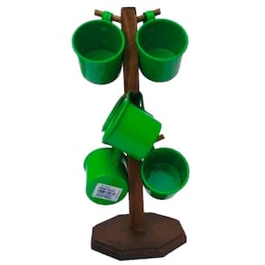 Suporte Com 6 Canecas De Café Em Alumínio Esmaltadas - Verde