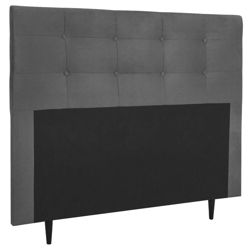 Cabeceira Estofada Cama King 195 cm Helena Suede Cinza