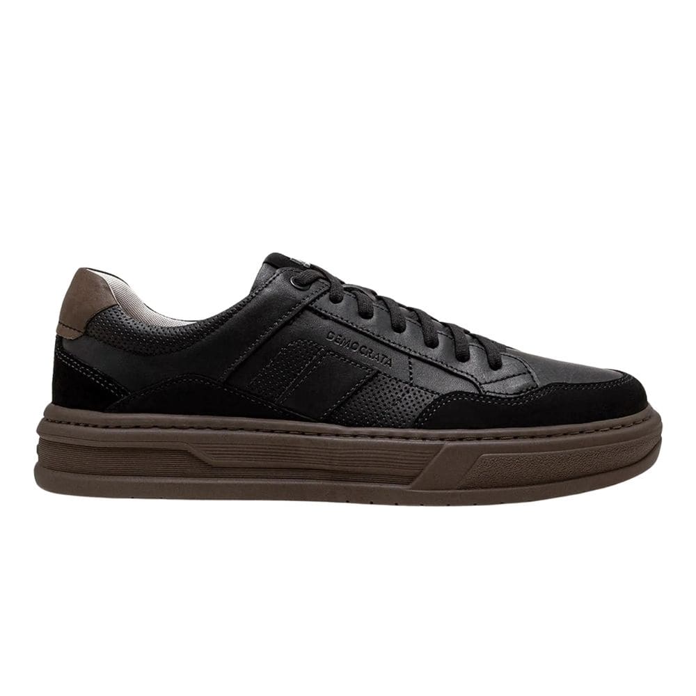 Sapatênis Democrata Casual Masculino Couro Preto