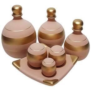 Jogo De Vasos Trio Shalon 3Esferas Bege Gold