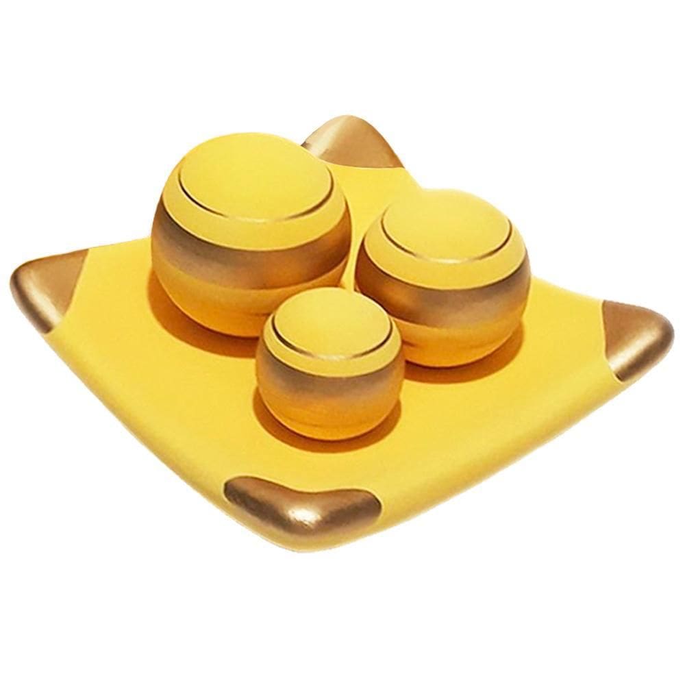 Centro De Mesa Prato 3Esferas Em Cerâmica Yellow Golden