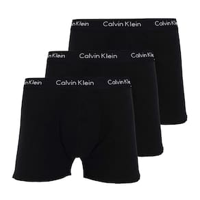 Kit C/ 3 Cuecas Calvin Klein Boxer Plus Size Trunk Classic Preta Elástico Preto MAS2666PS