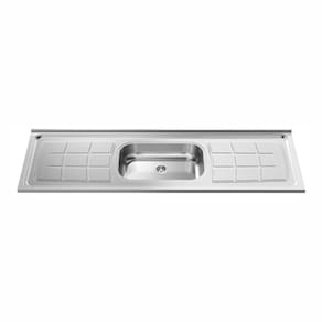 Pia de Cozinha em Aço Inox de 180cmx56cm Concretada com Válvula Inox 3.1/2 Pino Plus 30 Inox