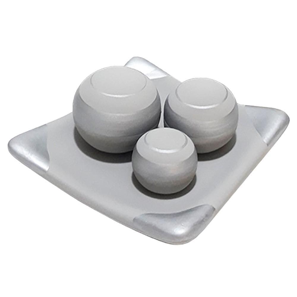 Centro De Mesa Prato 3Esferas Em Cerâmica Fosca Silver