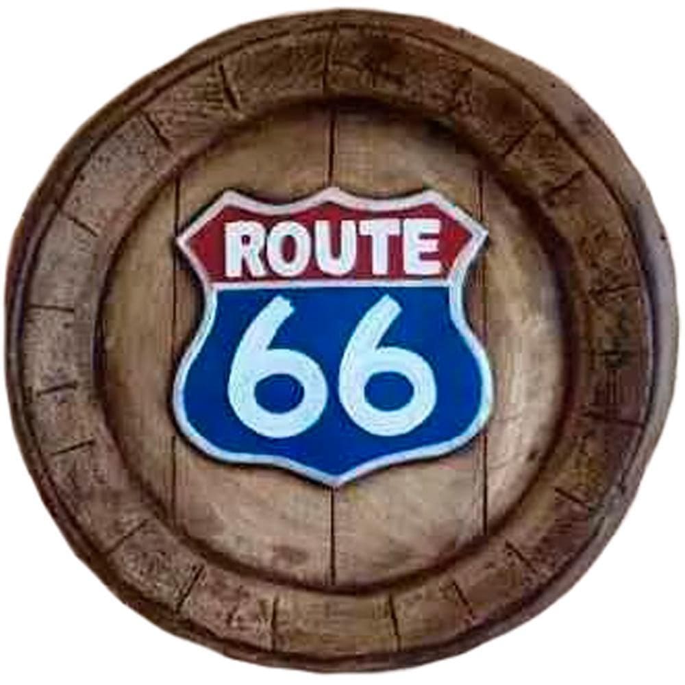 Tampa De Barril Artesanal Grande Em Alto Relevo Route 66