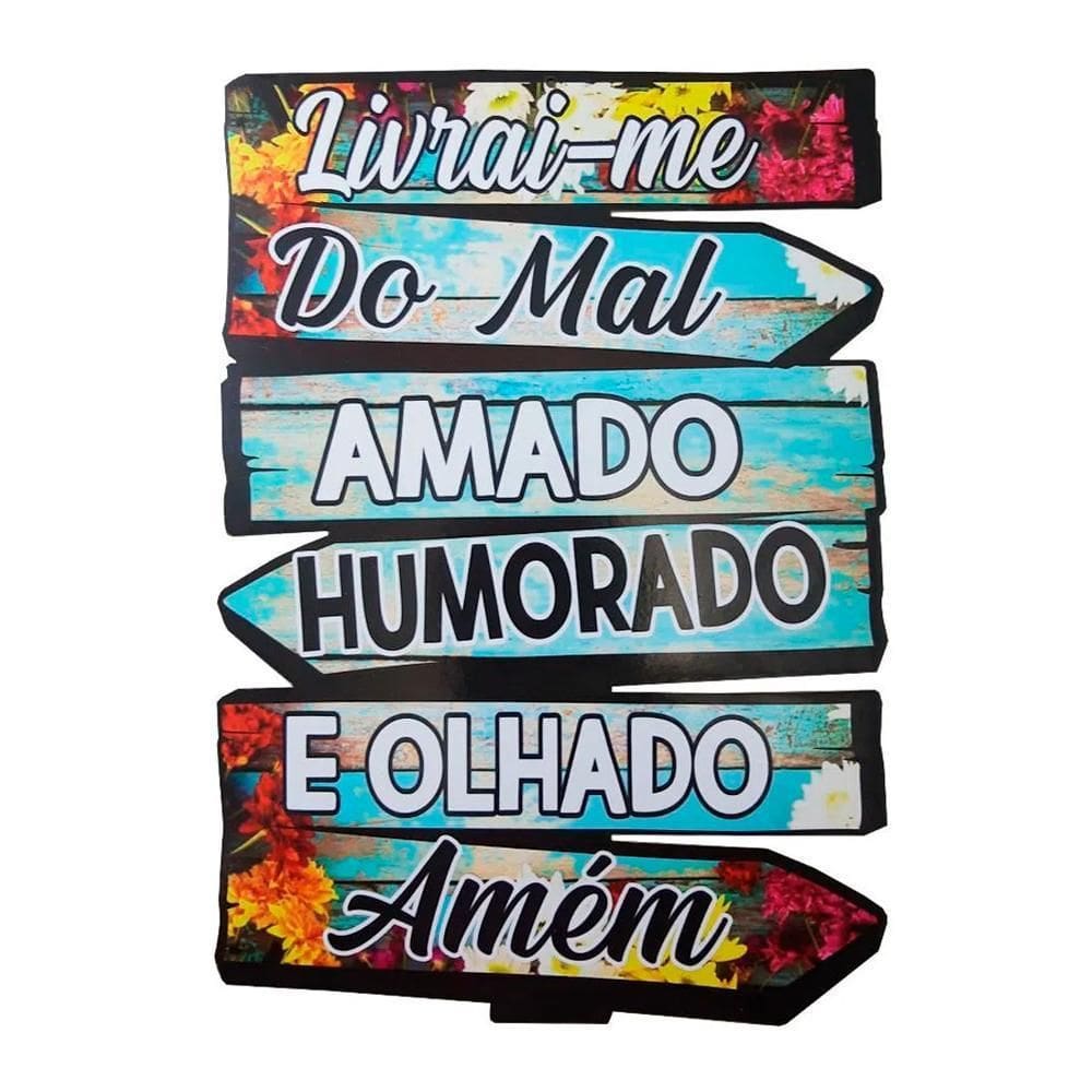 Placa Decorativa De Parede Em Madeira Livrai Me Do Mal Amém