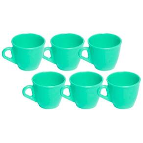Kit 6 Xicaras Em Acrílico Cristal Café - Chá Decor Turquesa