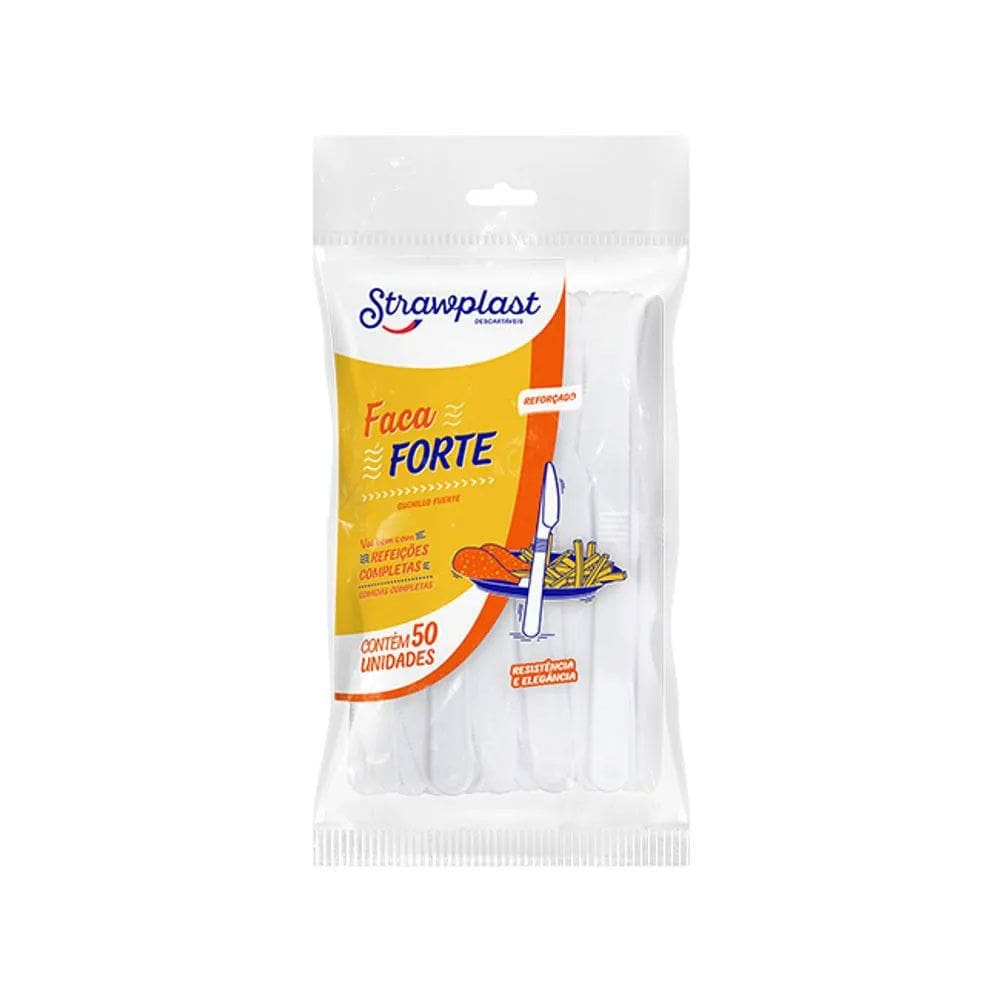 Faca Forte Branca c/50 - Strawplast