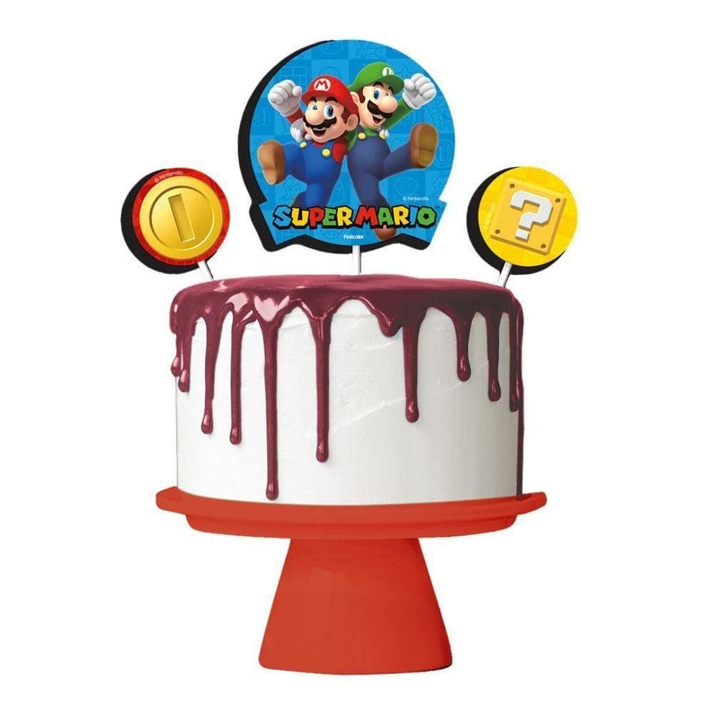 Kit Topo De Bolo Super Mario - 3 Itens