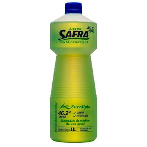 Kit 3 Álcool Liquido 46,2° INPM Etílico Eucalipto 1L Safra