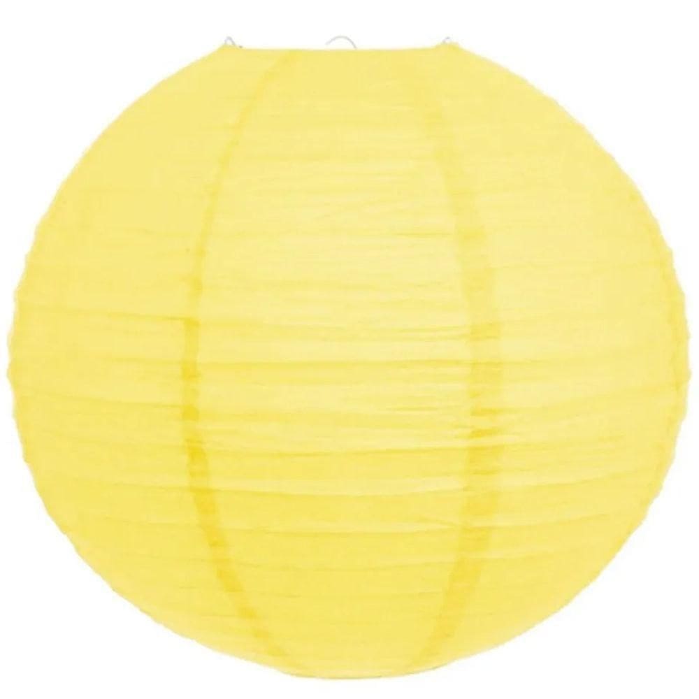Lanterna Luminária De Papel Oriental Amarela - 35cm