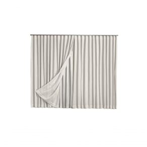 Cortina Microfibra Com Linho 4,00x2,80 Para Trilho Suíço Cinza