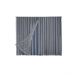 Cortina Microfibra Com Voil 4,00x2,50 Para Trilho Duplo Cinza