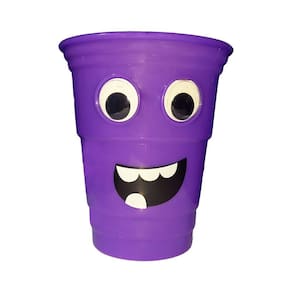 Copo De Halloween Monstrinhos Com Olhos - Roxo Neon