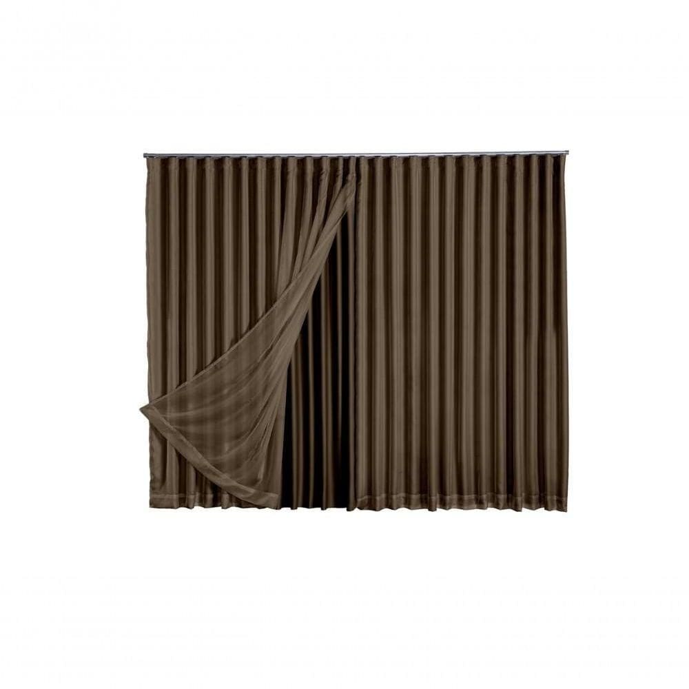 Cortina Blackout Com Voil 5,00x2,50 Para Trilho Duplo Cinza