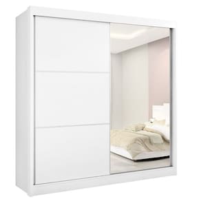 Guarda Roupa Casal com Espelho 2 Portas 6 Gavetas - Titanium-Branco - Móveis D`Doro