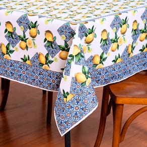 Toalha de Mesa Estampada Allegra 8 Lugares 100% Pol. Limão