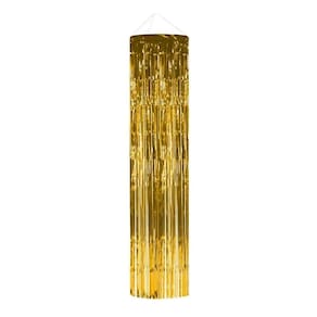 Decoração Lustre Fitas Metalizadas Decoração Carnaval Festa - 1,8m Cor Dourado